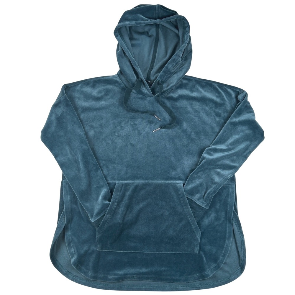 Alfani Intimates Velour Hoodie Women S Teal Blue Oversized Loungewear Sweatshirt